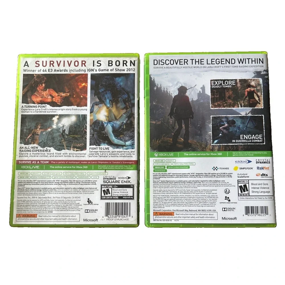 Rise of the Tomb Raider (Microsoft Xbox 360, 2015) Tomb Raider  Lot of 2